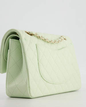 *RARE* Chanel Pastel Mint Green Medium Classic Double Flap Bag in Caviar Leather with Champagne Gold Hardware&nbsp;