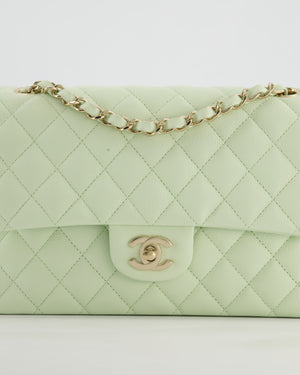 *RARE* Chanel Pastel Mint Green Medium Classic Double Flap Bag in Caviar Leather with Champagne Gold Hardware&nbsp;