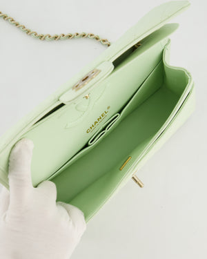 *RARE* Chanel Pastel Mint Green Medium Classic Double Flap Bag in Caviar Leather with Champagne Gold Hardware&nbsp;