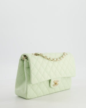 *RARE* Chanel Pastel Mint Green Medium Classic Double Flap Bag in Caviar Leather with Champagne Gold Hardware&nbsp;