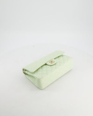 *RARE* Chanel Pastel Mint Green Medium Classic Double Flap Bag in Caviar Leather with Champagne Gold Hardware&nbsp;