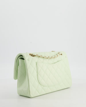 *RARE* Chanel Pastel Mint Green Medium Classic Double Flap Bag in Caviar Leather with Champagne Gold Hardware&nbsp;