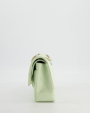 *RARE* Chanel Pastel Mint Green Medium Classic Double Flap Bag in Caviar Leather with Champagne Gold Hardware&nbsp;