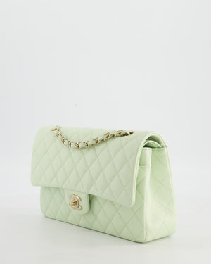 *RARE* Chanel Pastel Mint Green Medium Classic Double Flap Bag in Caviar Leather with Champagne Gold Hardware&nbsp;