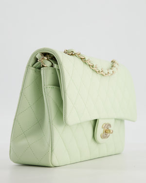 *RARE* Chanel Pastel Mint Green Medium Classic Double Flap Bag in Caviar Leather with Champagne Gold Hardware&nbsp;