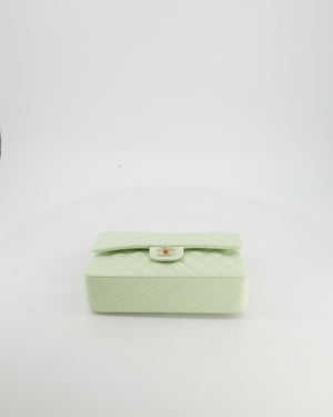 *RARE* Chanel Pastel Mint Green Medium Classic Double Flap Bag in Caviar Leather with Champagne Gold Hardware&nbsp;