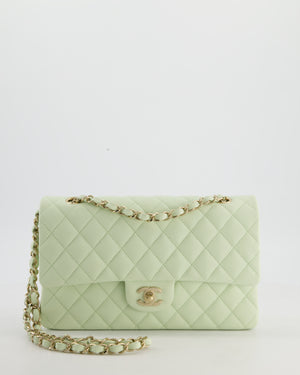 *RARE* Chanel Pastel Mint Green Medium Classic Double Flap Bag in Caviar Leather with Champagne Gold Hardware&nbsp;