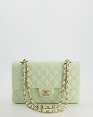 *RARE* Chanel Pastel Mint Green Medium Classic Double Flap Bag in Caviar Leather with Champagne Gold Hardware&nbsp;