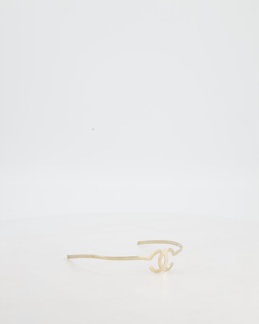 Chanel Champagne Gold Interlocking CC Metal Headband