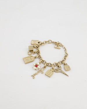 Chanel Gold Charm Bracelet with Classic Chanel Charms CC Detail