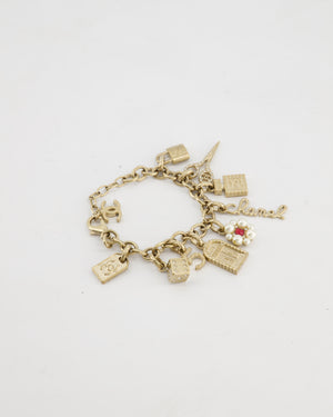 Chanel Gold Charm Bracelet with Classic Chanel Charms CC Detail