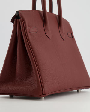Hermès Birkin 25 Retourne Bag in Rouge H Veau Togo Leather with Palladium Hardware