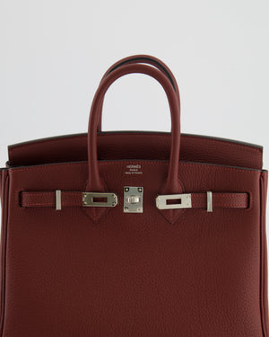 Hermès Birkin 25 Retourne Bag in Rouge H Veau Togo Leather with Palladium Hardware