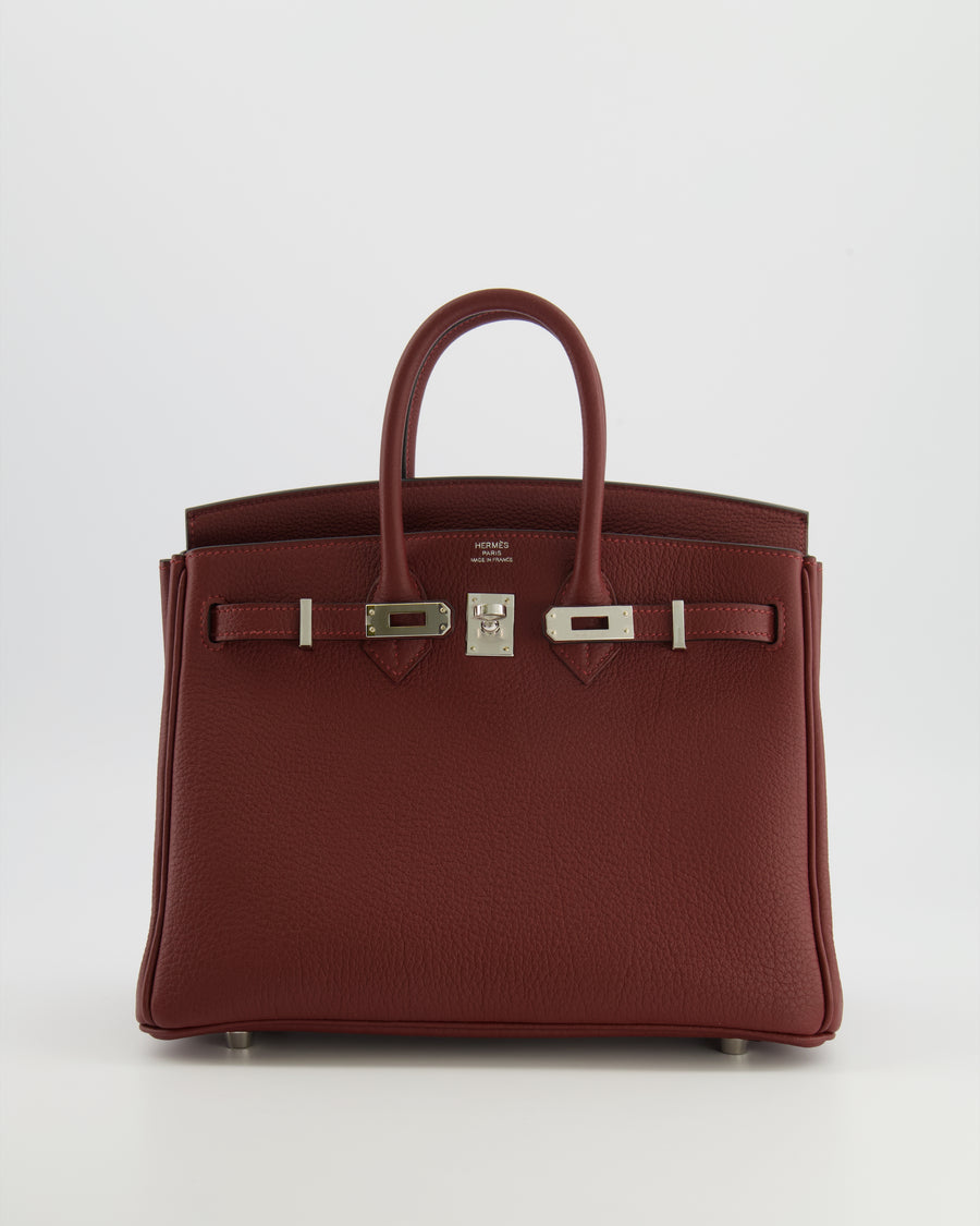 Hermès Birkin 25 Retourne Bag in Rouge H Veau Togo Leather with Palladium Hardware