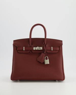 Hermès Birkin 25 Retourne Bag in Rouge H Veau Togo Leather with Palladium Hardware