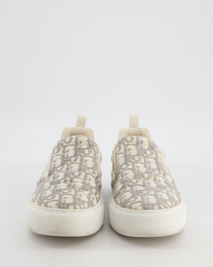 Christian Dior Grey Cream Canvas Oblique Print Trainers Size EU 39