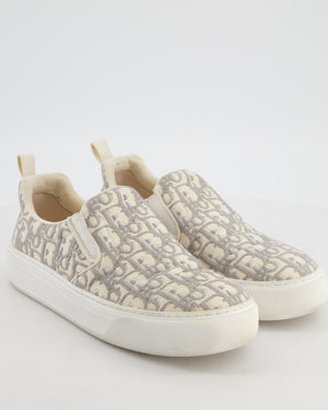Christian Dior Grey Cream Canvas Oblique Print Trainers Size EU 39