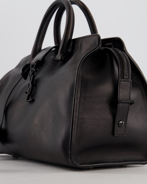 Saint Laurent Black Small Monogram Cabas Satchel Bag in Calfskin Leather and Black Hardware