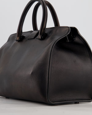 Saint Laurent Black Small Monogram Cabas Satchel Bag in Calfskin Leather and Black Hardware