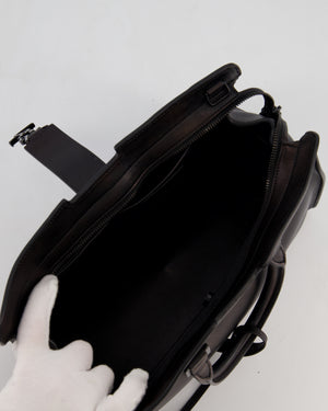 Saint Laurent Black Small Monogram Cabas Satchel Bag in Calfskin Leather and Black Hardware