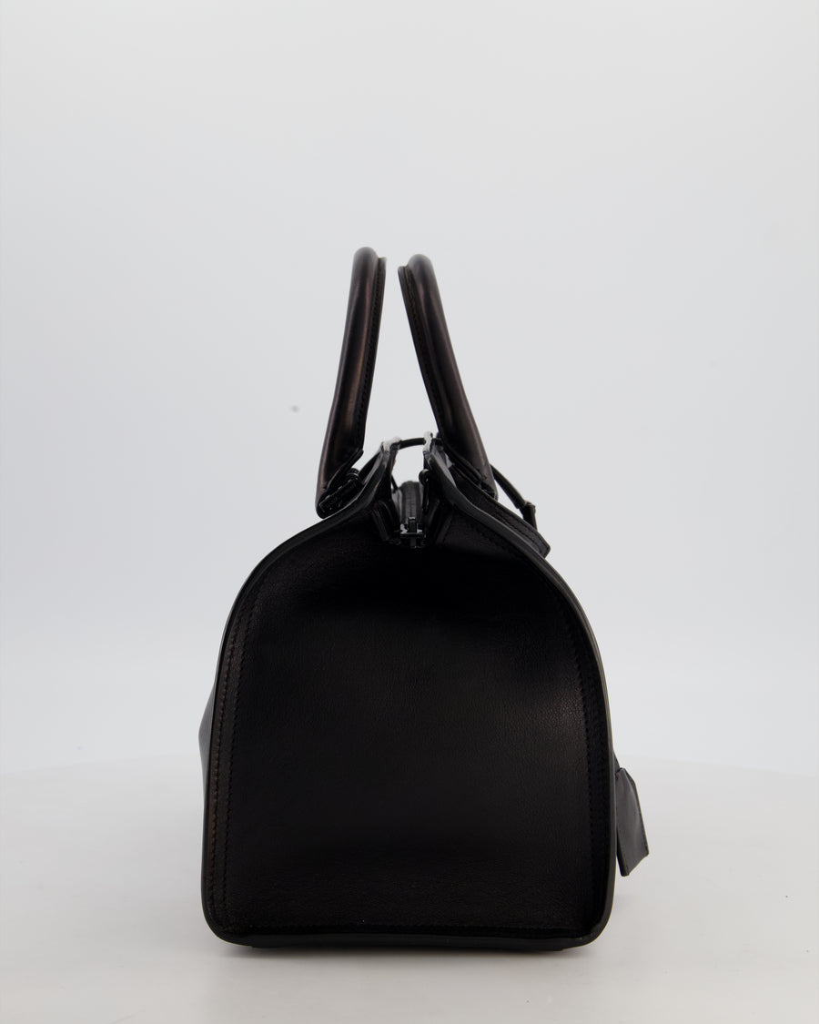 Saint Laurent Black Small Monogram Cabas Satchel Bag in Calfskin Leather and Black Hardware