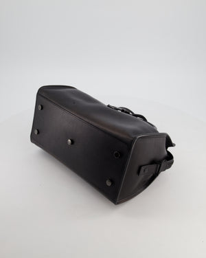 Saint Laurent Black Small Monogram Cabas Satchel Bag in Calfskin Leather and Black Hardware