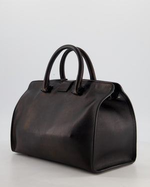 Saint Laurent Black Small Monogram Cabas Satchel Bag in Calfskin Leather and Black Hardware