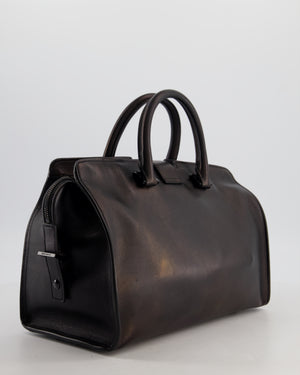 Saint Laurent Black Small Monogram Cabas Satchel Bag in Calfskin Leather and Black Hardware