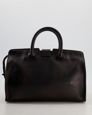 Saint Laurent Black Small Monogram Cabas Satchel Bag in Calfskin Leather and Black Hardware