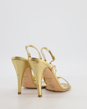 Chanel Gold Leather Jewel CC logo Charm Heels Size EU 41