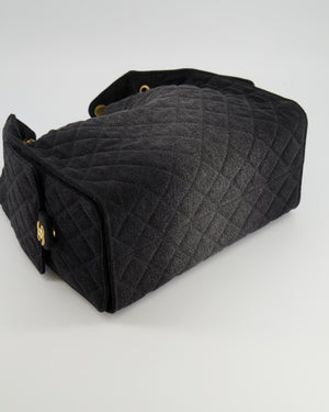 Chanel Medium 25 Hobo Bag in Black Quilted Denim with Brushed Gold Hardware