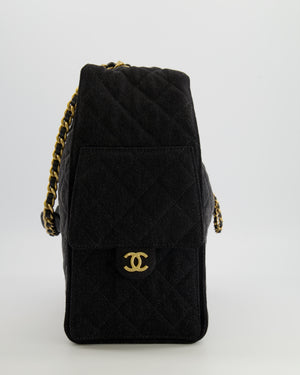 Chanel Medium 25 Hobo Bag in Black Quilted Denim with Brushed Gold Hardware