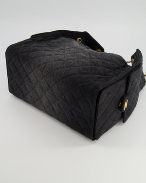 Chanel Medium 25 Hobo Bag in Black Quilted Denim with Brushed Gold Hardware