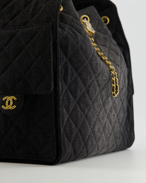 Chanel Medium 25 Hobo Bag in Black Quilted Denim with Brushed Gold Hardware