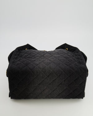 Chanel Medium 25 Hobo Bag in Black Quilted Denim with Brushed Gold Hardware