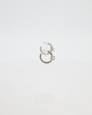 Chanel Crystal Hoop Earrings in Silver with a Silver-Tone Finish