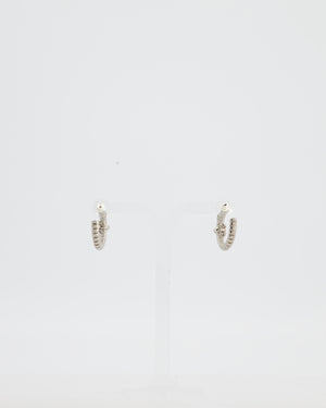 Chanel Crystal Hoop Earrings in Silver with a Silver-Tone Finish