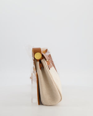 *HOT* Hermès Herbag Zip 20 Bag in Fauve Vache Hunter Leather & Ecru/Beige Viking Canvas with Gold Hardware