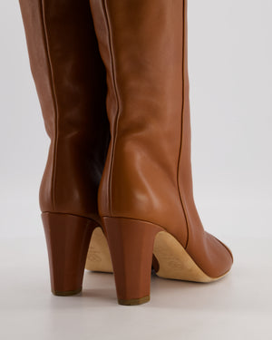 Chanel Caramel Brown Over-the-Knee High Leather Boots with CC Logo Size EU 40.5C