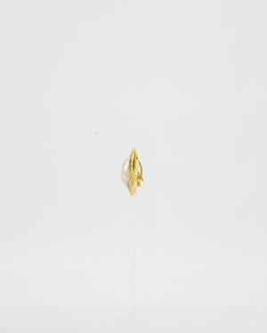 Chanel Vintage Gold-Plated Clip-on Earrings with a Simulated Pearl Centre