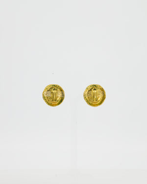 Chanel Vintage Gold-Plated Clip-on Earrings with a Simulated Pearl Centre