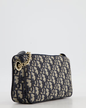 *CURRENT SEASON* Christian Dior Oblique Bow Pouch with Chain in Blue Oblique Jacquard
