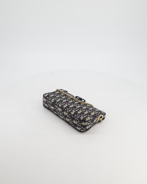 *CURRENT SEASON* Christian Dior Oblique Bow Pouch with Chain in Blue Oblique Jacquard