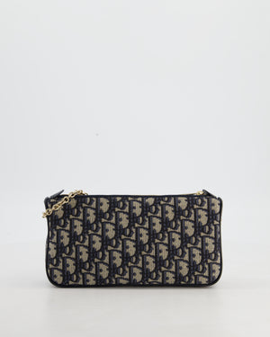 *CURRENT SEASON* Christian Dior Oblique Bow Pouch with Chain in Blue Oblique Jacquard