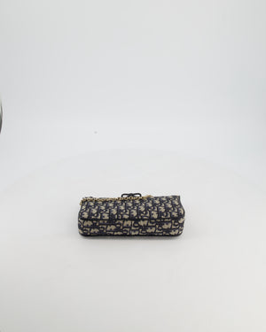 *CURRENT SEASON* Christian Dior Oblique Bow Pouch with Chain in Blue Oblique Jacquard