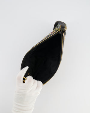 Christian Dior Vintage 2001 Navy Denim Embroidered Montaigne Chris 1947 Cadillac Bag with Mirror Sequin Embellishments and Brushed Gold Hardware