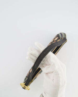 Christian Dior Vintage 2001 Navy Denim Embroidered Montaigne Chris 1947 Cadillac Bag with Mirror Sequin Embellishments and Brushed Gold Hardware