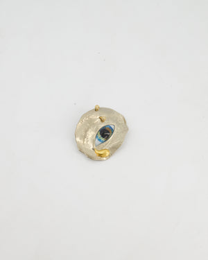 Schiaparelli Crystal and Resin Visage Brooch Palladium-Plated and Gold-Tone Metal