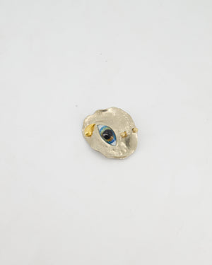 Schiaparelli Crystal and Resin Visage Brooch Palladium-Plated and Gold-Tone Metal