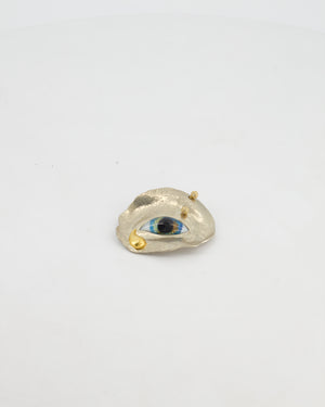 Schiaparelli Crystal and Resin Visage Brooch Palladium-Plated and Gold-Tone Metal